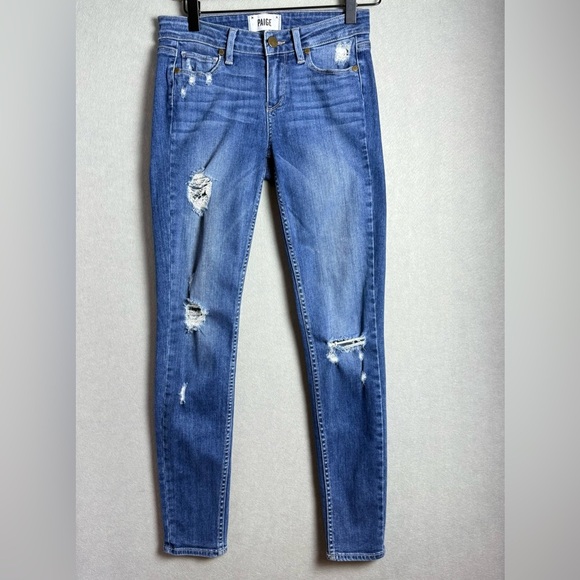Paige Women’s Distressed Denim Low Rise Skinny Jeans size 25 - Picture 1 of 12